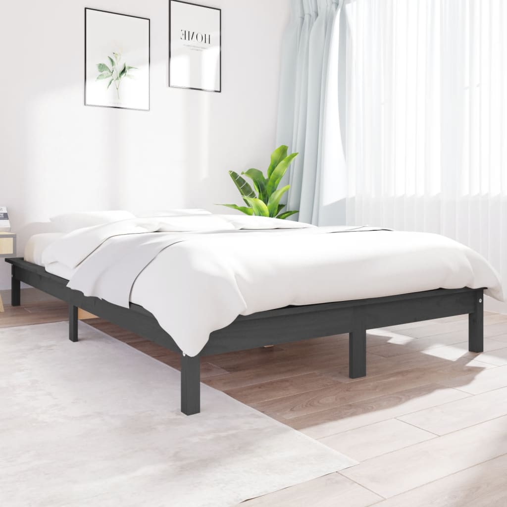 Estrutura cama de casal pequena 120x190 cm pinho maciço branco