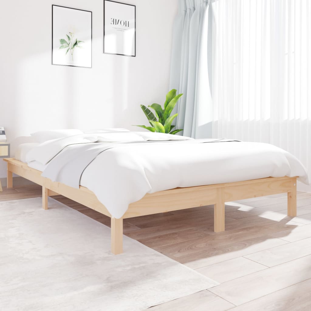 Cama sem colchão 135x190 cm madeira de pinho maciça branco