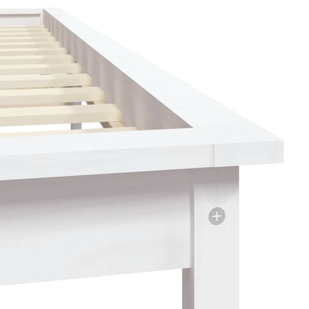 Cama sem colchão 135x190 cm madeira de pinho maciça branco
