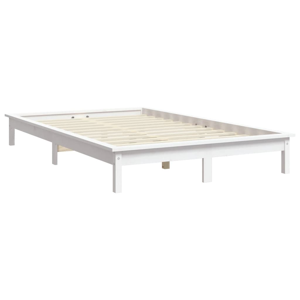 Cama sem colchão 140x190 cm madeira de pinho maciça branco