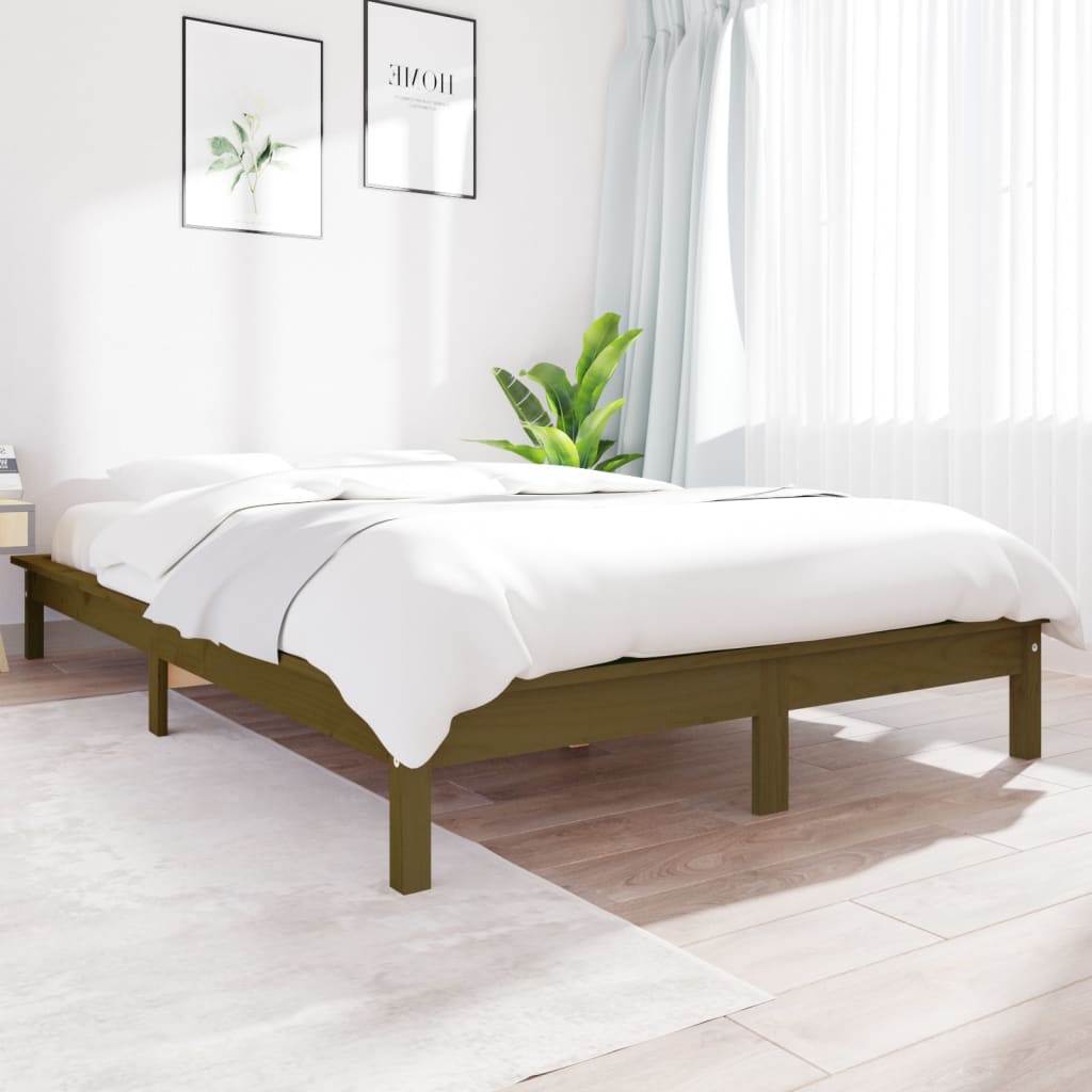 Cama sem colchão 140x190 cm madeira de pinho maciça branco