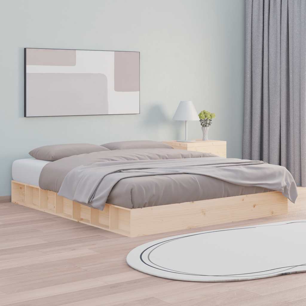Estrutura de cama 160x200 cm madeira maciça branco