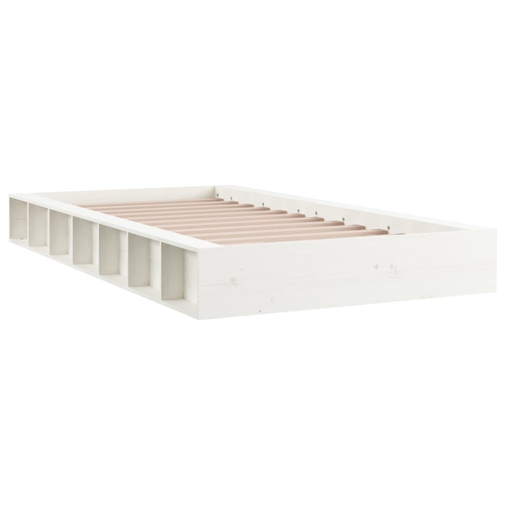 Estrutura cama pequena solteiro 75x190 cm madeira maciça branco