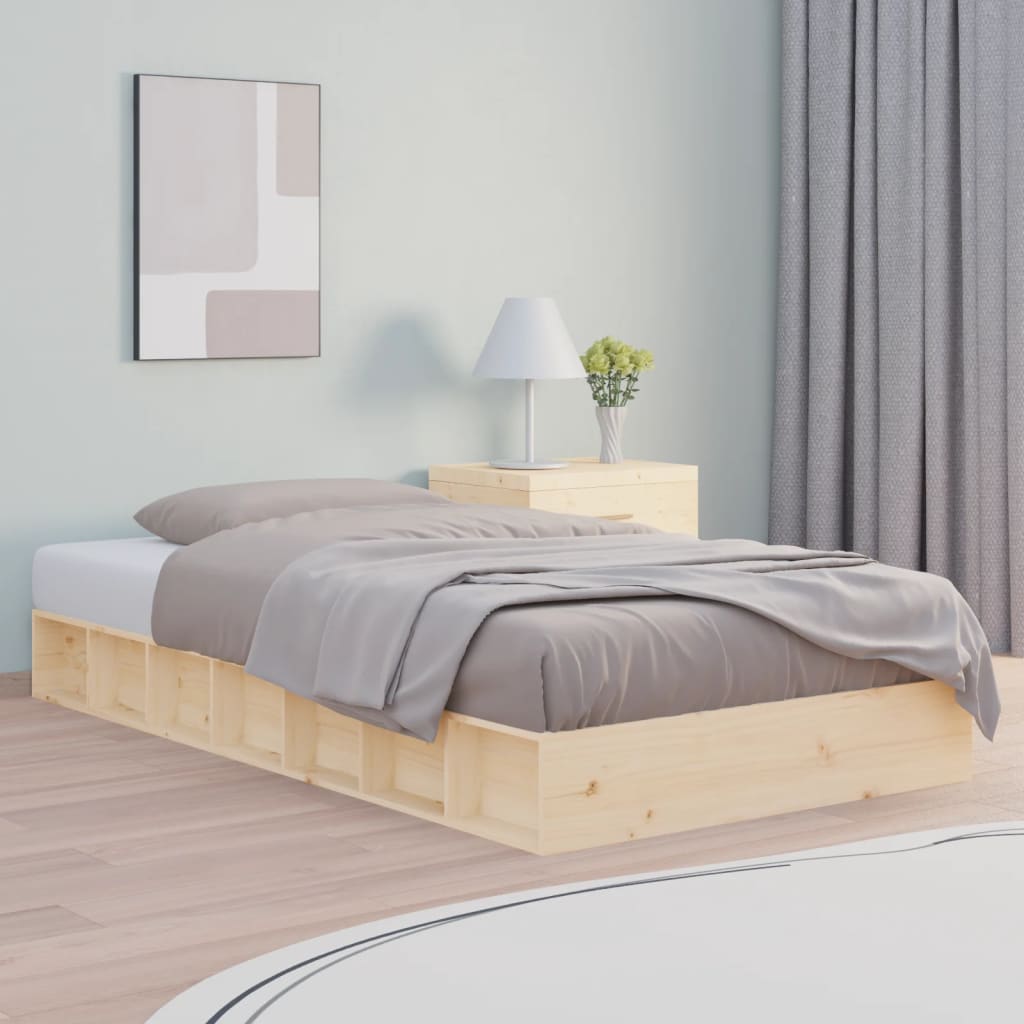 Estrutura de cama solteiro 90x190 cm madeira maciça branco
