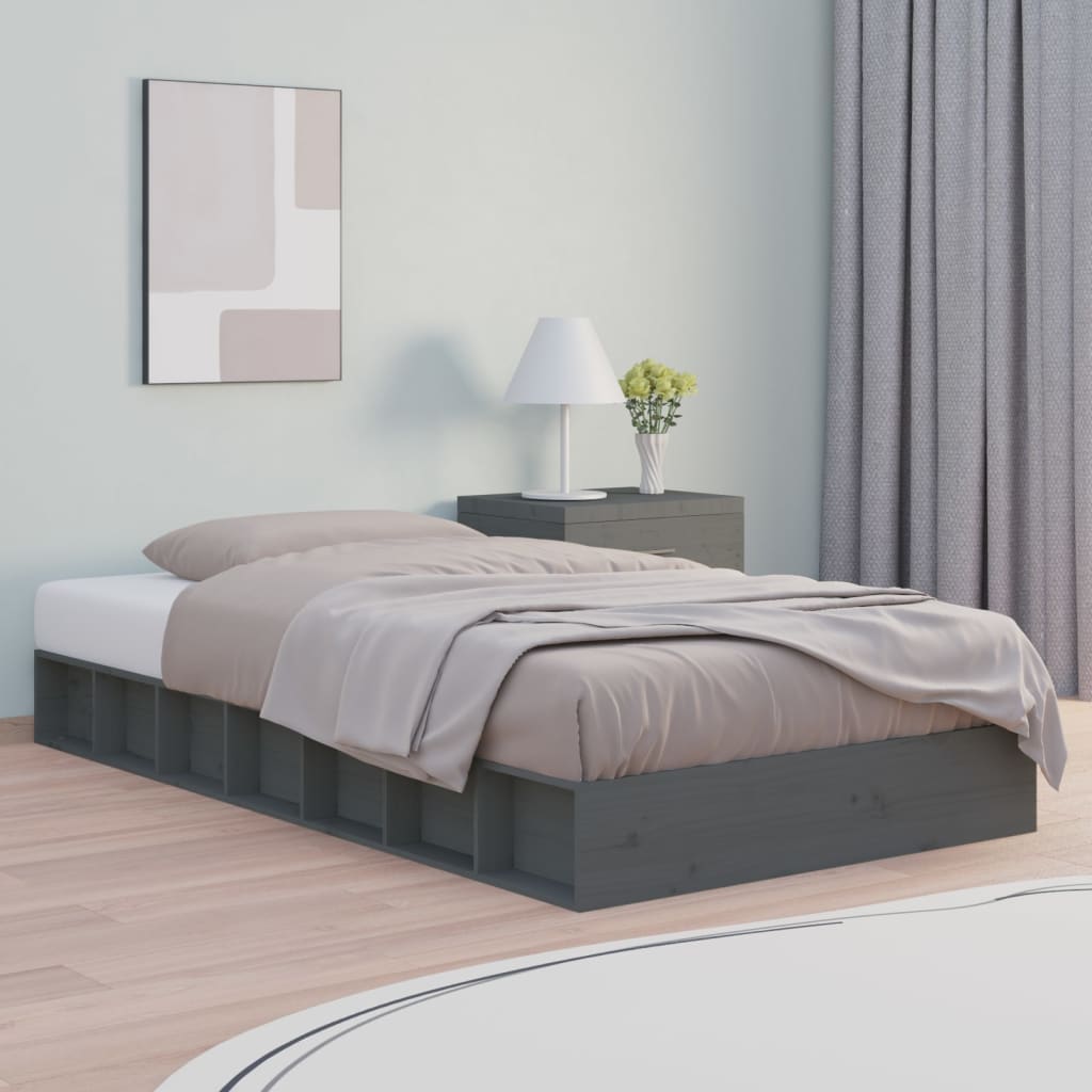 Estrutura de cama casal 135x190 cm madeira maciça branco