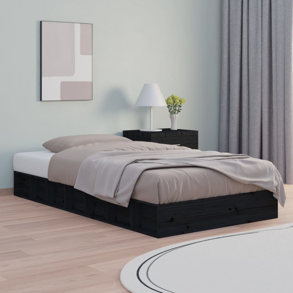 Estrutura de cama casal 135x190 cm madeira maciça branco