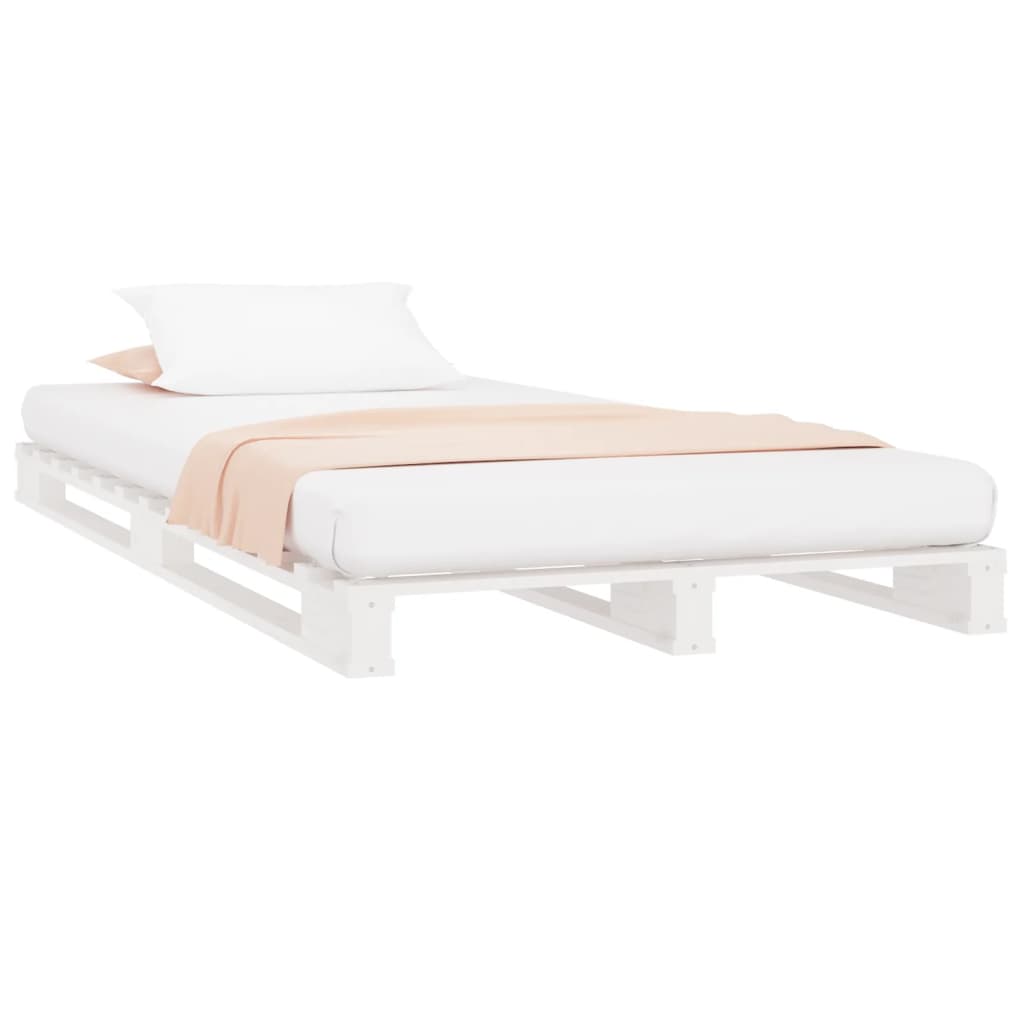 Cama de paletes pequena solteiro 75x190cm pinho maciço branco