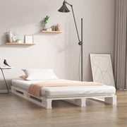 Cama de paletes pequena solteiro 75x190cm pinho maciço branco