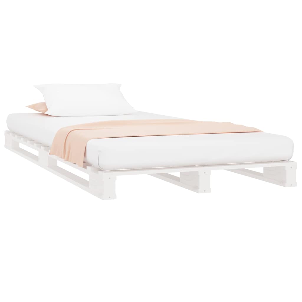 Cama de paletes de solteiro 90x190 cm pinho maciço branco