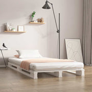 Cama de paletes de solteiro 90x190 cm pinho maciço branco