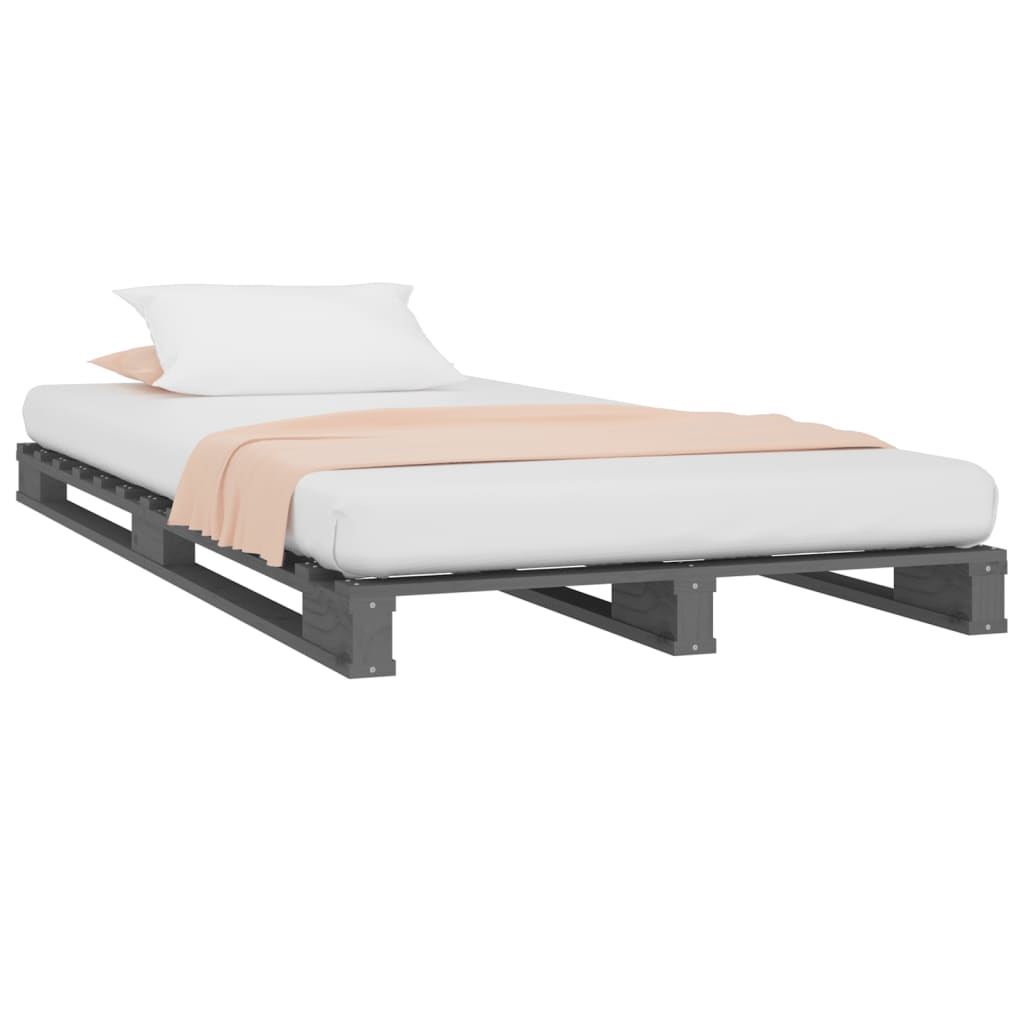 Cama de paletes de solteiro 90x190 cm pinho maciço branco