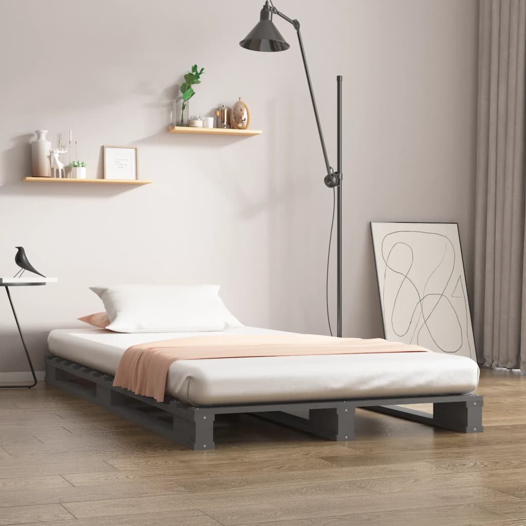 Cama de paletes de solteiro 90x190 cm pinho maciço branco