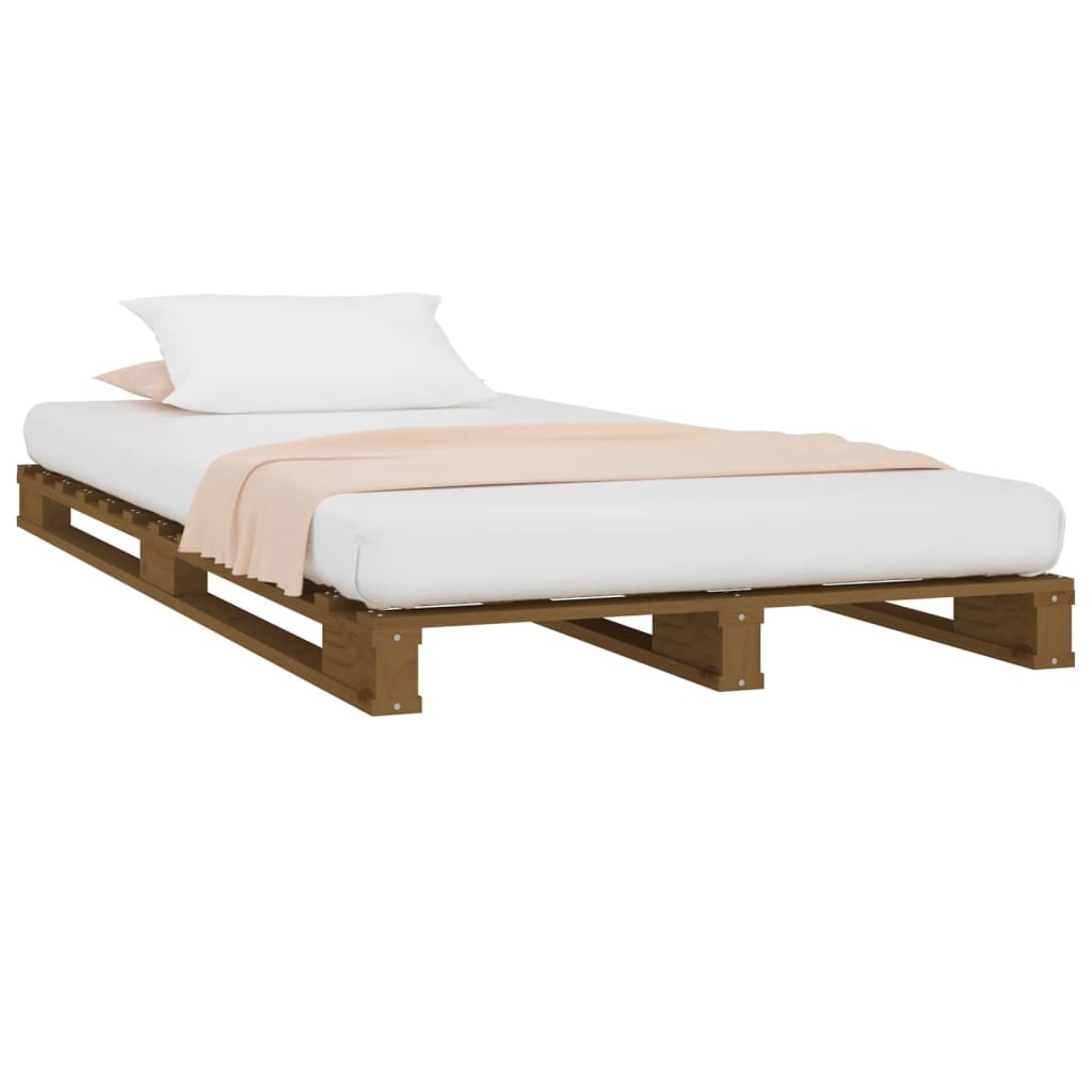 Cama de paletes de solteiro 90x190 cm pinho maciço branco
