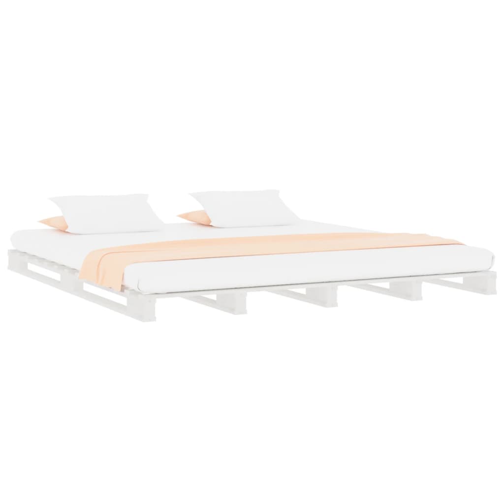 Cama de paletes de casal 135x190 cm pinho maciço branco