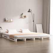 Cama de paletes de casal 135x190 cm pinho maciço branco
