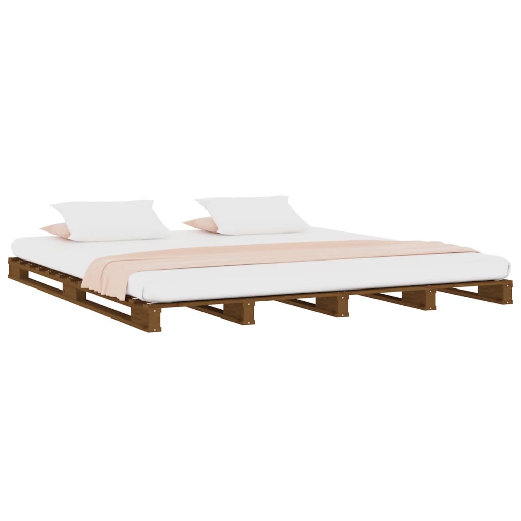 Cama de paletes de casal 135x190 cm pinho maciço branco