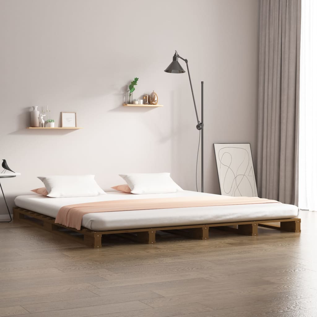 Cama de paletes de casal 135x190 cm pinho maciço branco