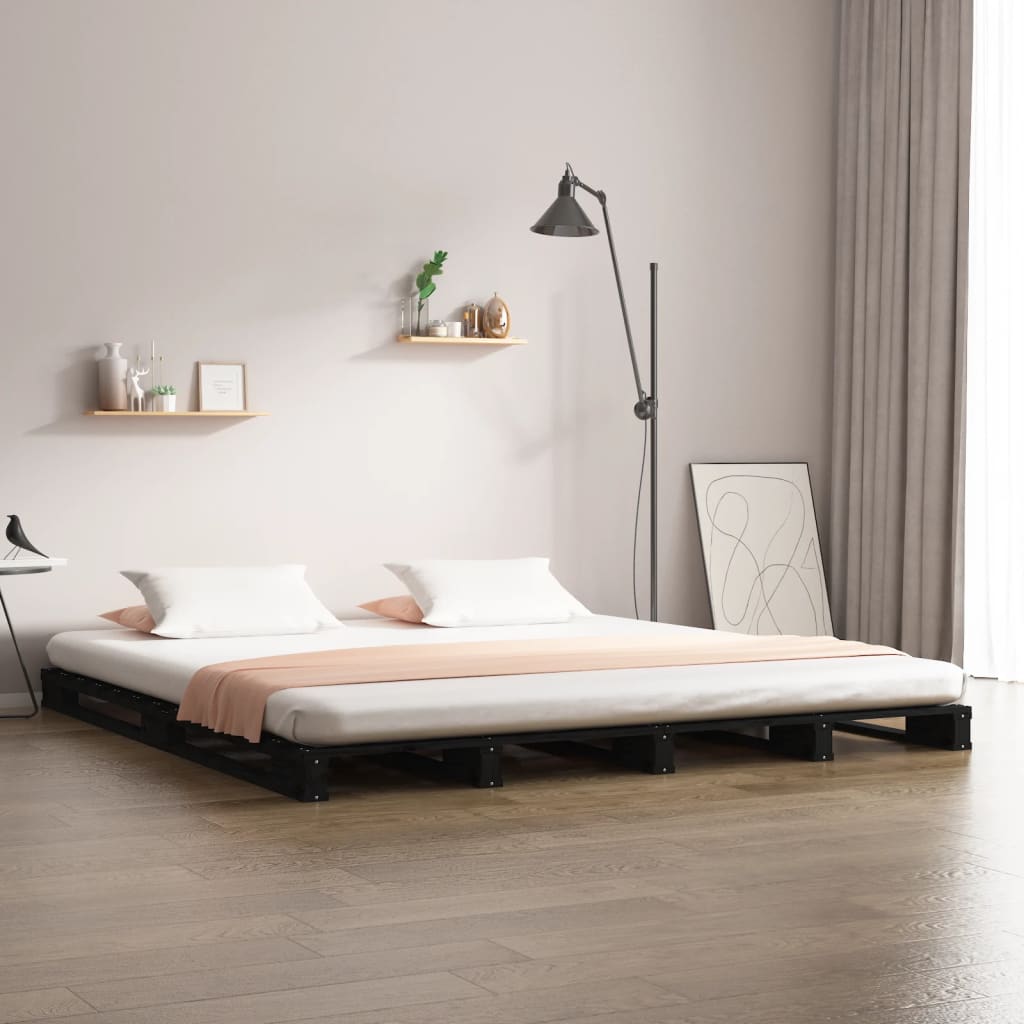 Cama de paletes de casal 135x190 cm pinho maciço branco