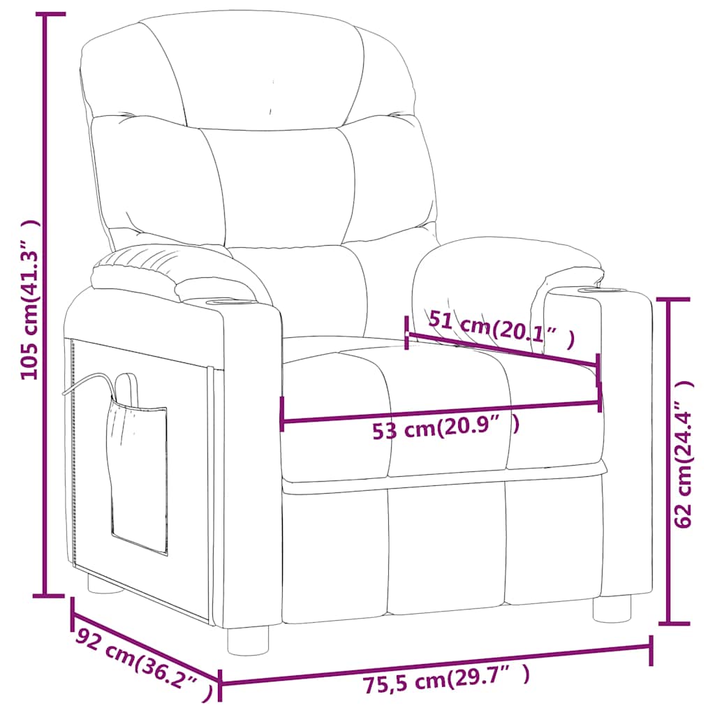 Poltrona de massagens tecido cor creme