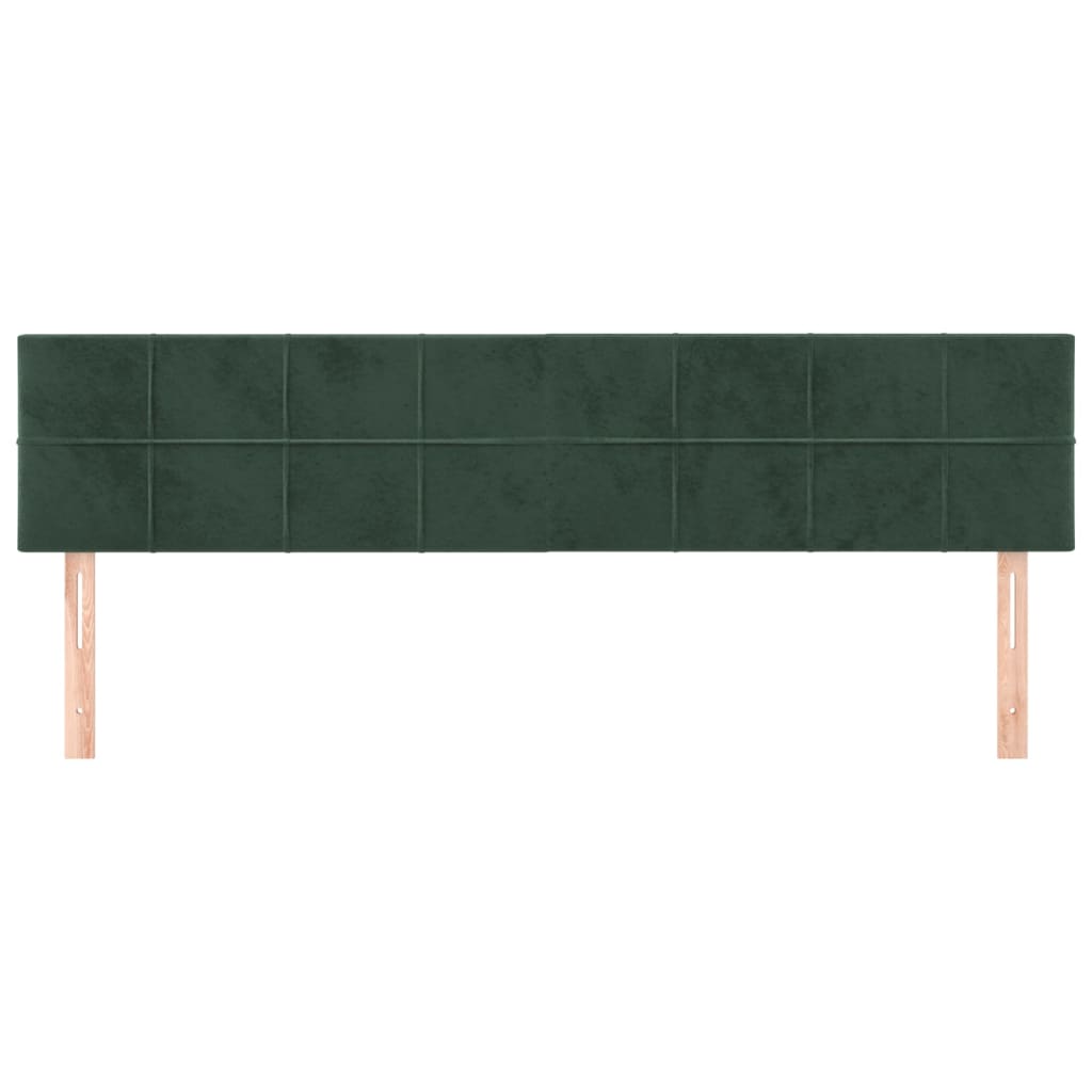 Cabeceira de cama 2 pcs veludo 100x5x78/88 cm verde-escuro