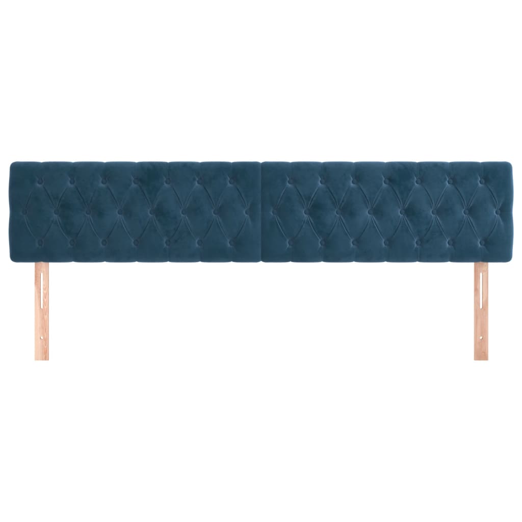 Cabeceira de cama 2 pcs veludo 90x7x78/88 cm azul-escuro