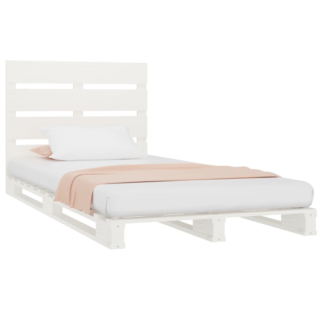 Estrutura de cama 90x200 cm pinho maciço branco