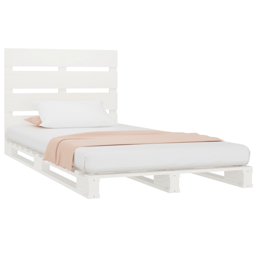 Cama sem colchão 75x190 cm madeira de pinho maciça branco