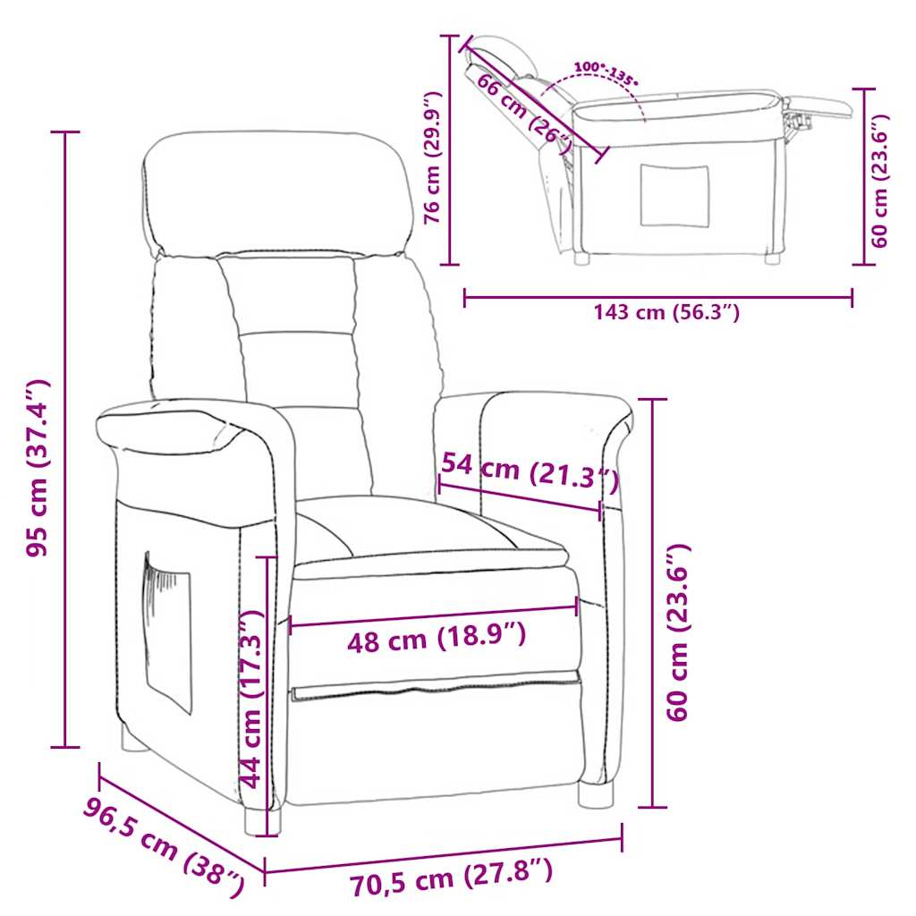 Poltrona Recliner Cinza Escuro Cinzento escuro