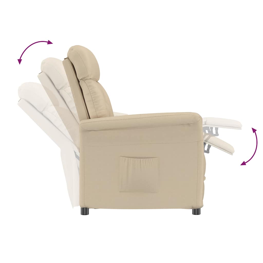 Poltrona Recliner Creme Creme 70.5 x 96.5 x 95 cm
