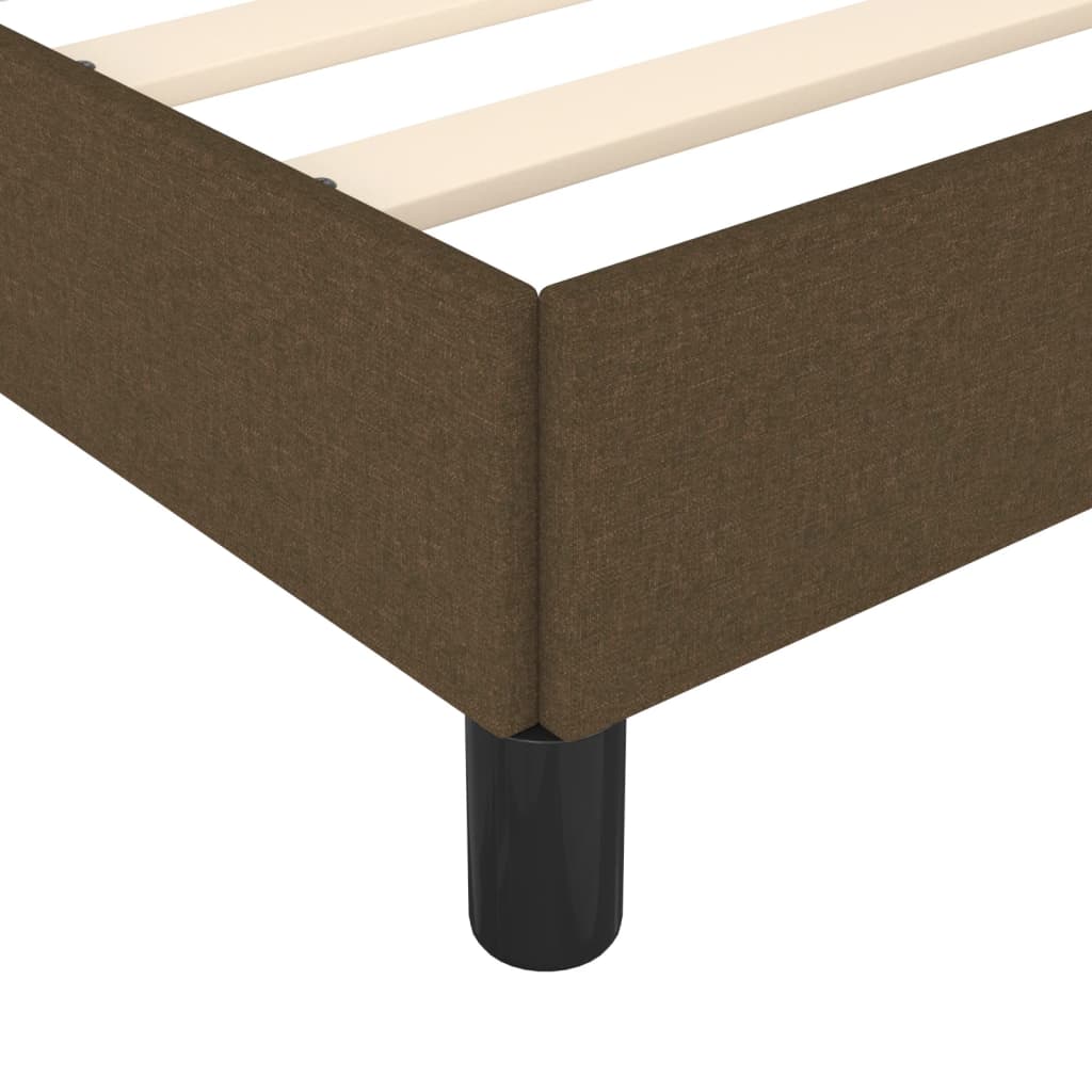 Estrutura de cama sem colchão 100x200 cm tecido castanho-escuro