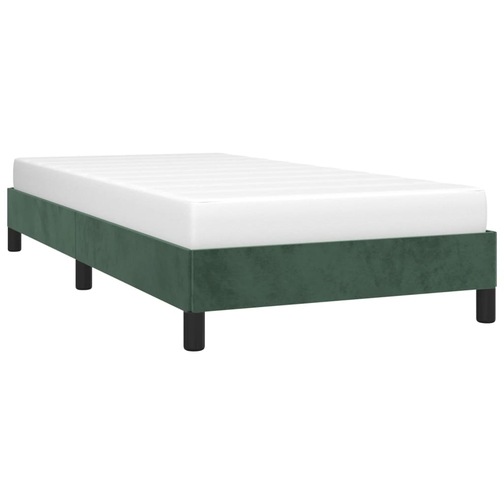 Estrutura de cama sem colchão 100x200 cm veludo verde-escuro