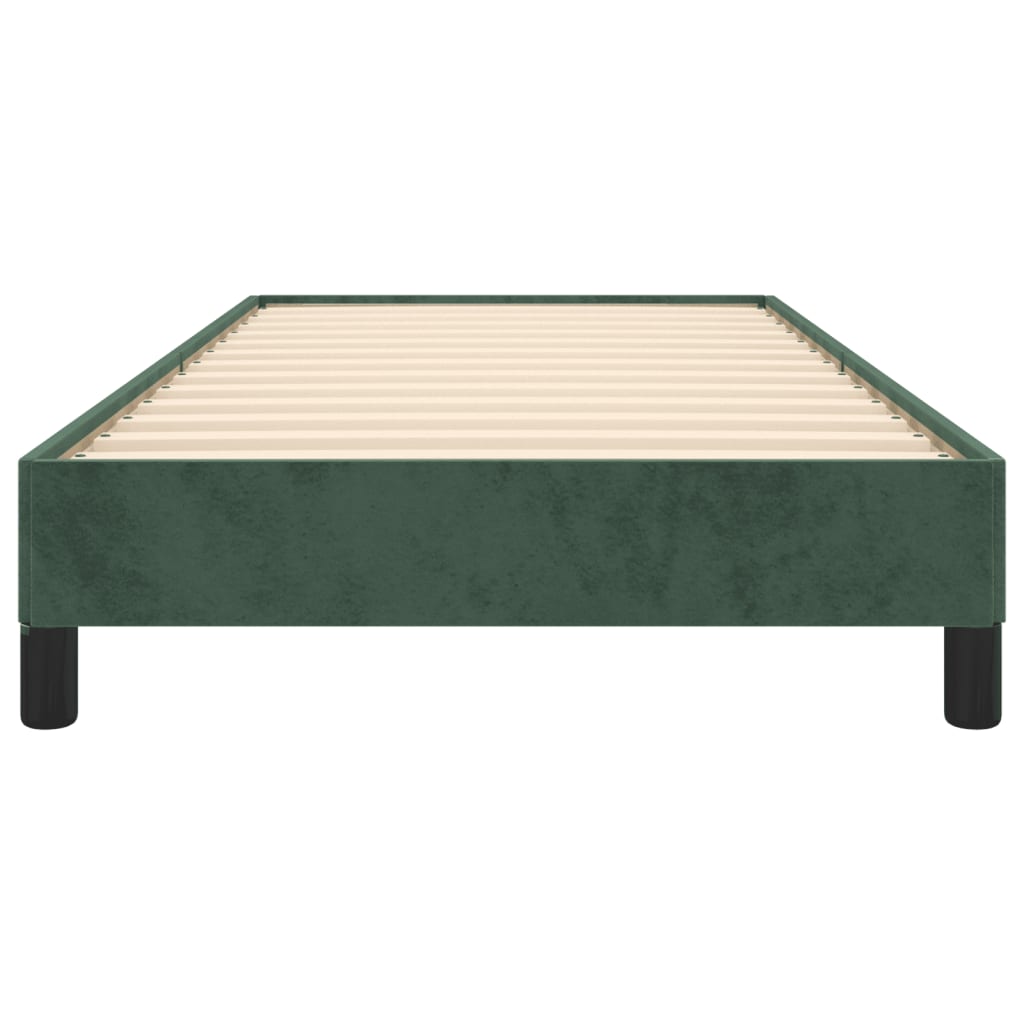 Estrutura de cama sem colchão 100x200 cm veludo verde-escuro