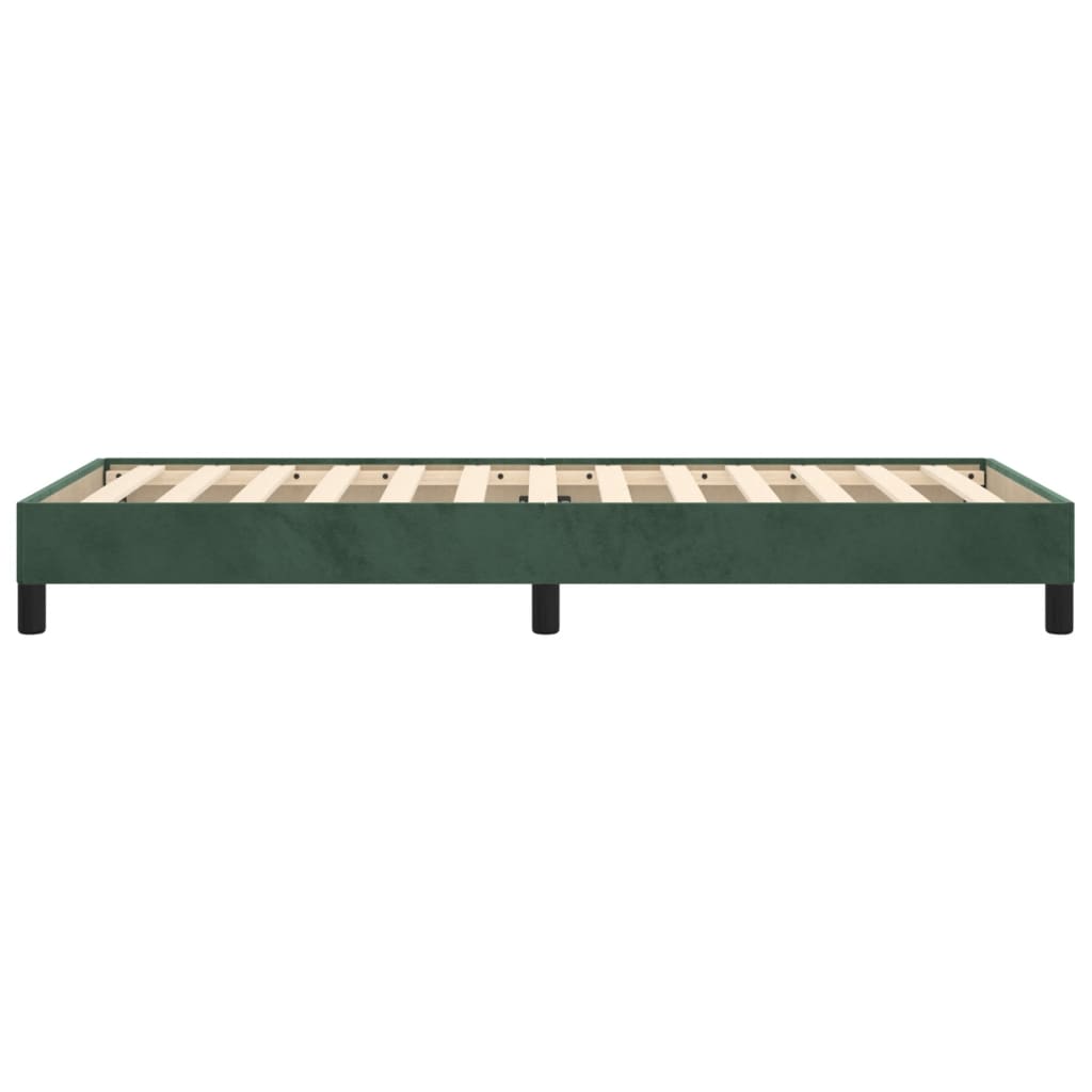 Estrutura de cama sem colchão 100x200 cm veludo verde-escuro