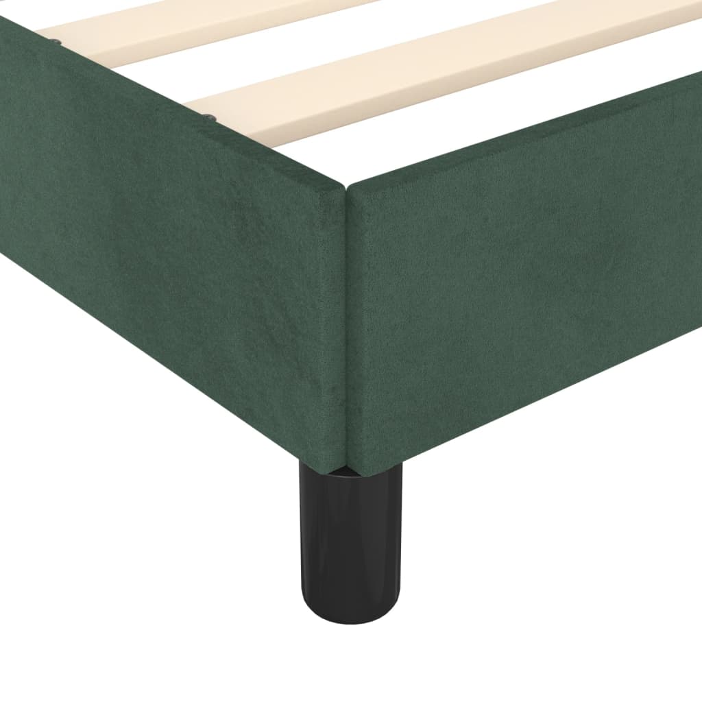 Estrutura de cama sem colchão 100x200 cm veludo verde-escuro