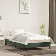 Estrutura de cama sem colchão 100x200 cm veludo verde-escuro