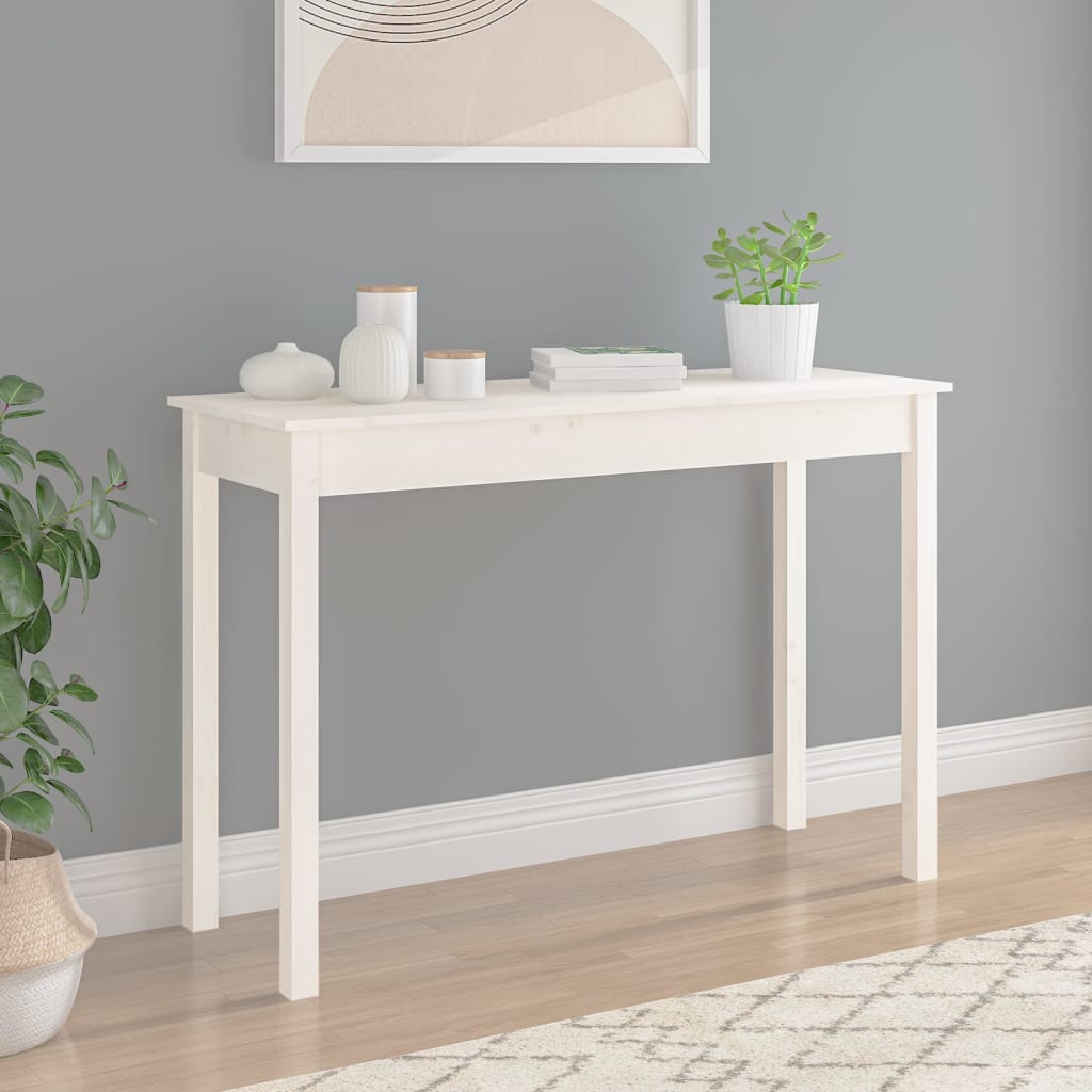 Mesa consola 80x40x75 cm madeira de pinho maciça branco