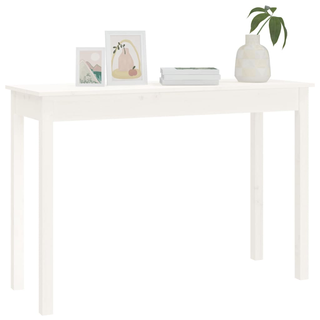 Mesa consola 80x40x75 cm madeira de pinho maciça branco