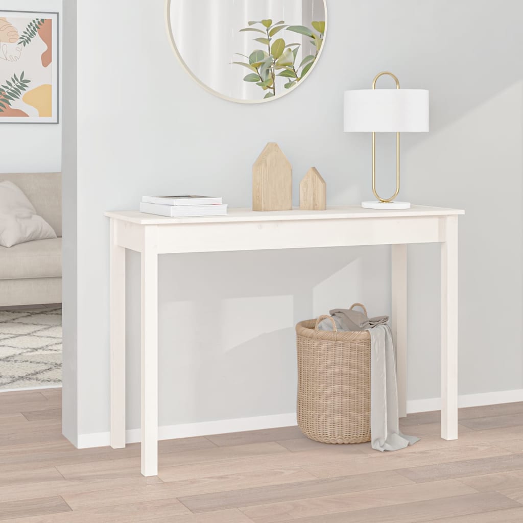 Mesa consola 80x40x75 cm madeira de pinho maciça branco