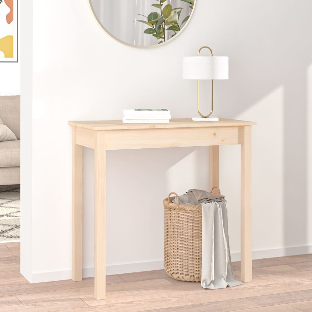 Mesa consola 80x40x75 cm madeira de pinho maciça branco