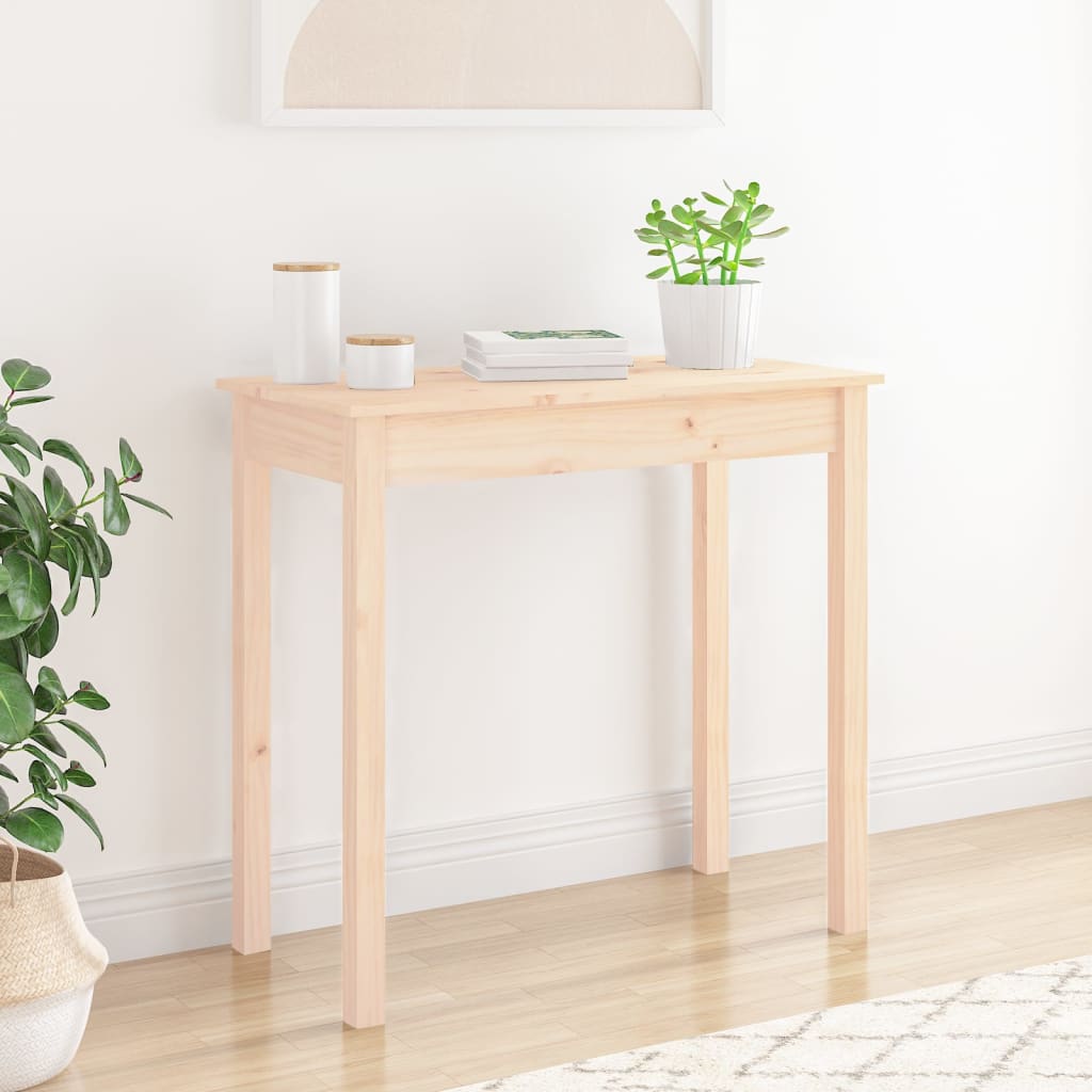 Mesa consola 80x40x75 cm madeira de pinho maciça branco