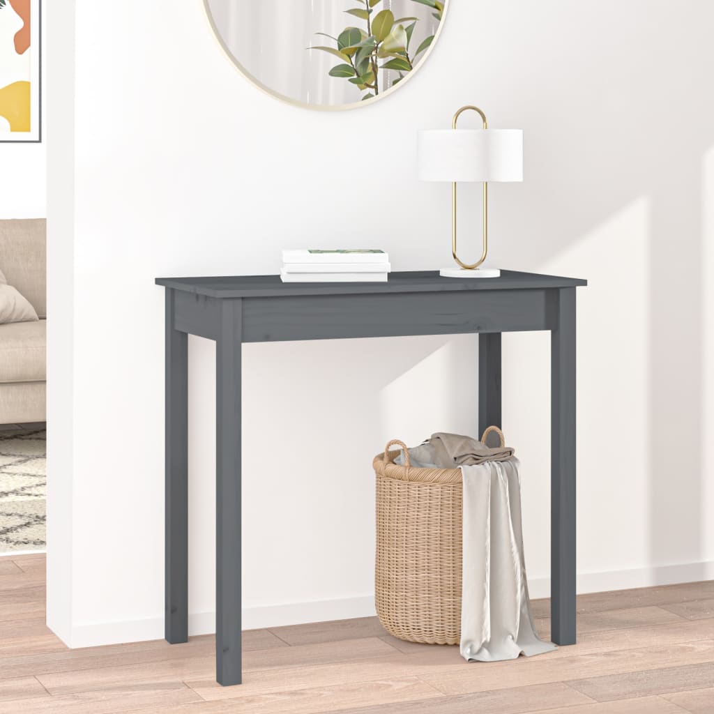 Mesa consola 80x40x75 cm madeira de pinho maciça branco