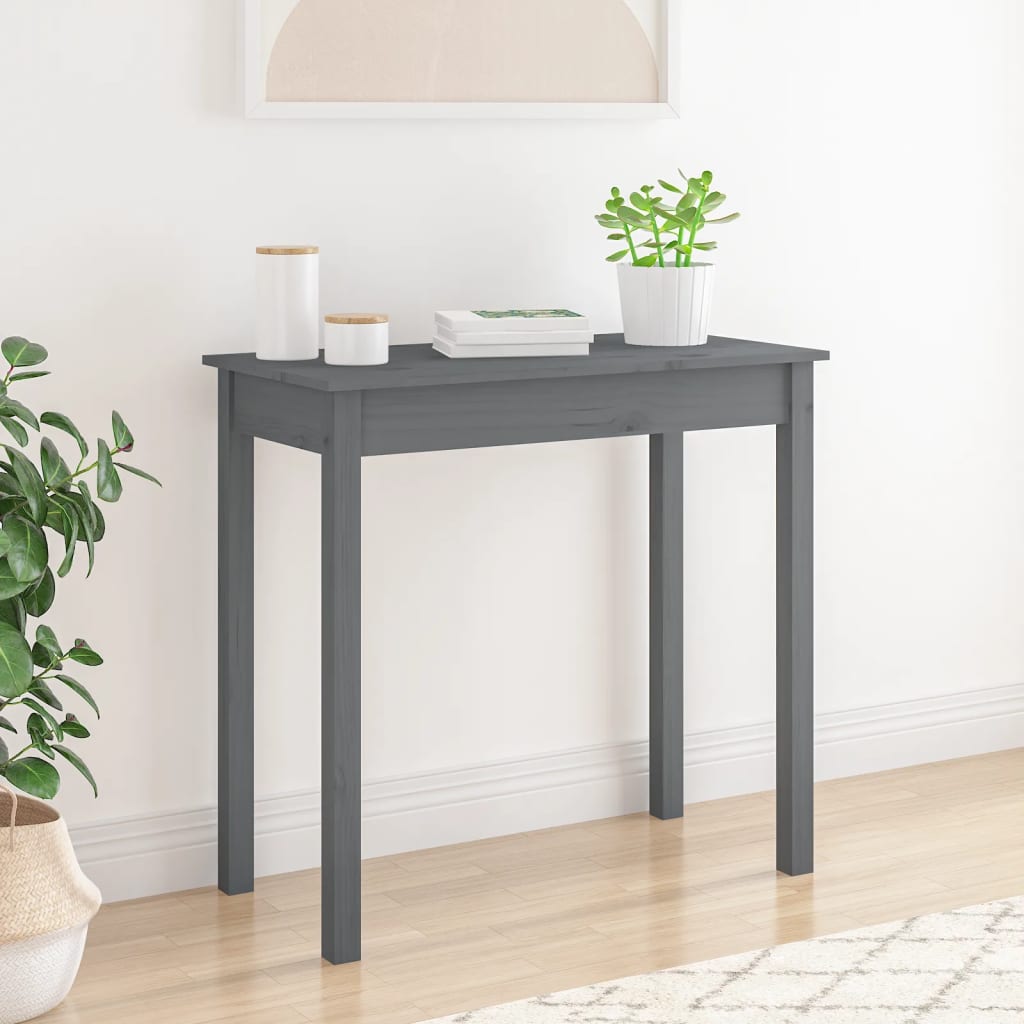 Mesa consola 80x40x75 cm madeira de pinho maciça branco