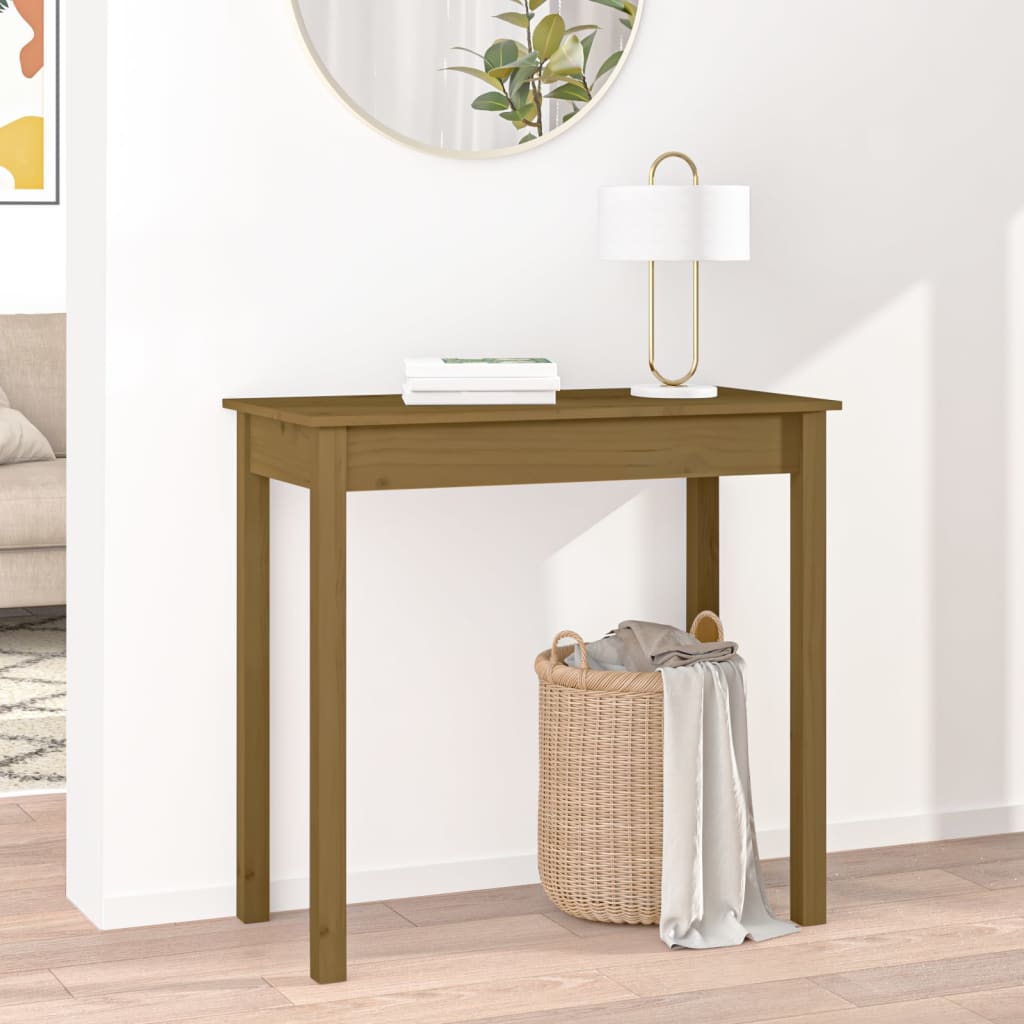 Mesa consola 80x40x75 cm madeira de pinho maciça branco