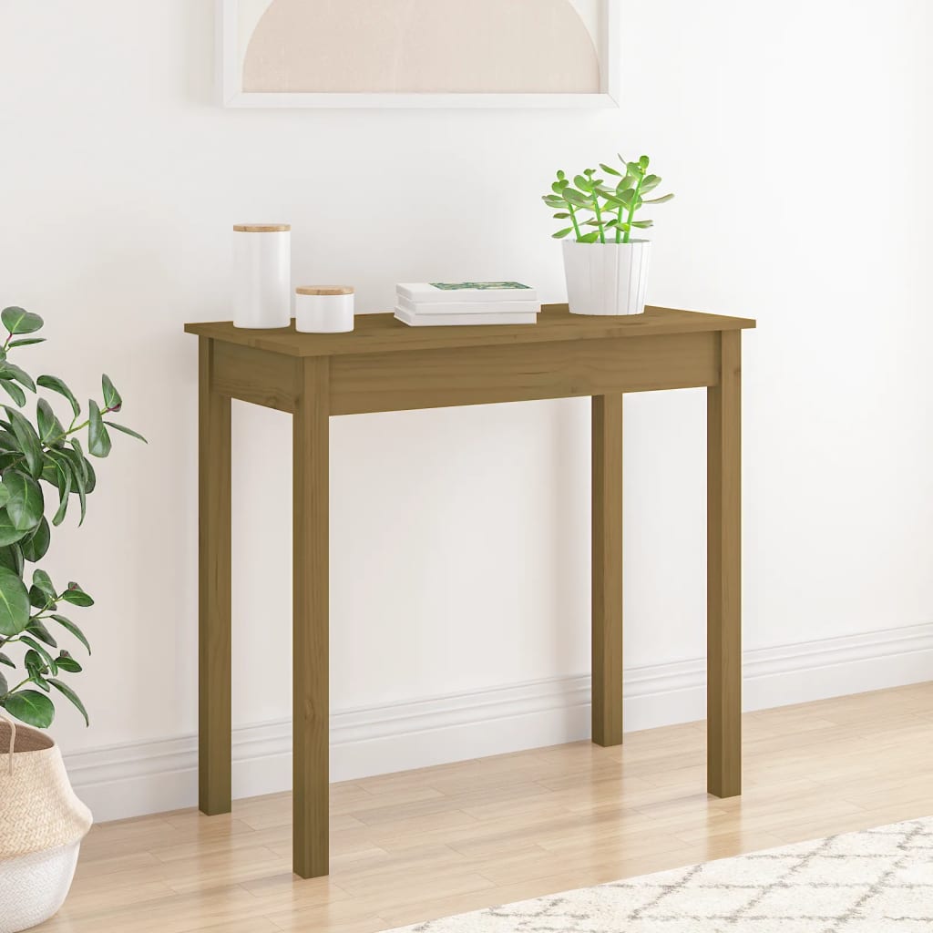 Mesa consola 80x40x75 cm madeira de pinho maciça branco