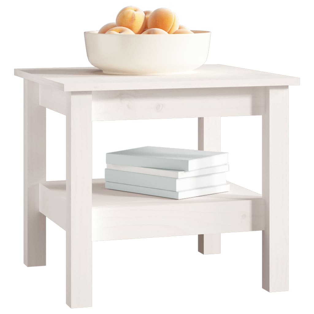 Mesa de centro branca 100x100x40 cm madeira maciça pinho