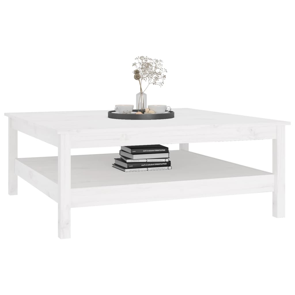 Mesa de centro branca 100x100x40 cm madeira maciça pinho