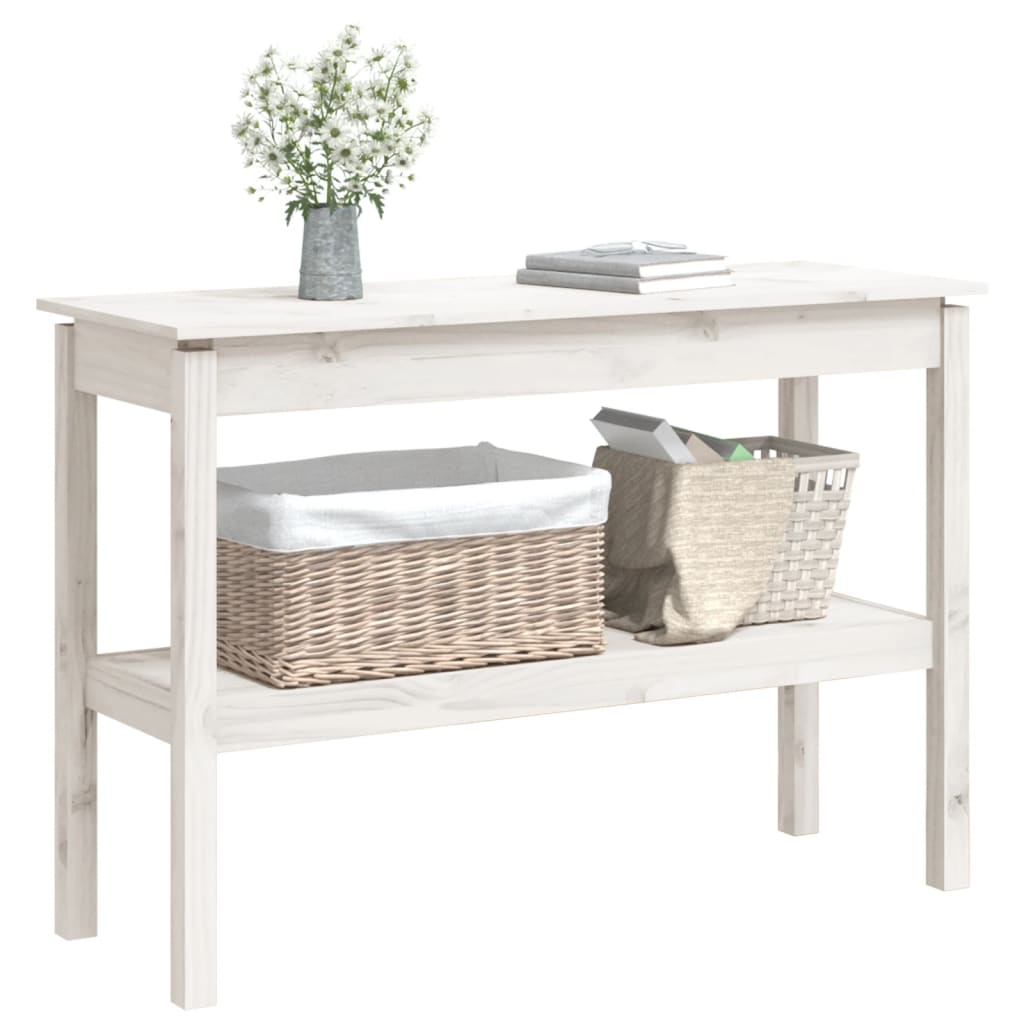 Mesa consola 80x40x75 cm madeira de pinho maciça branco