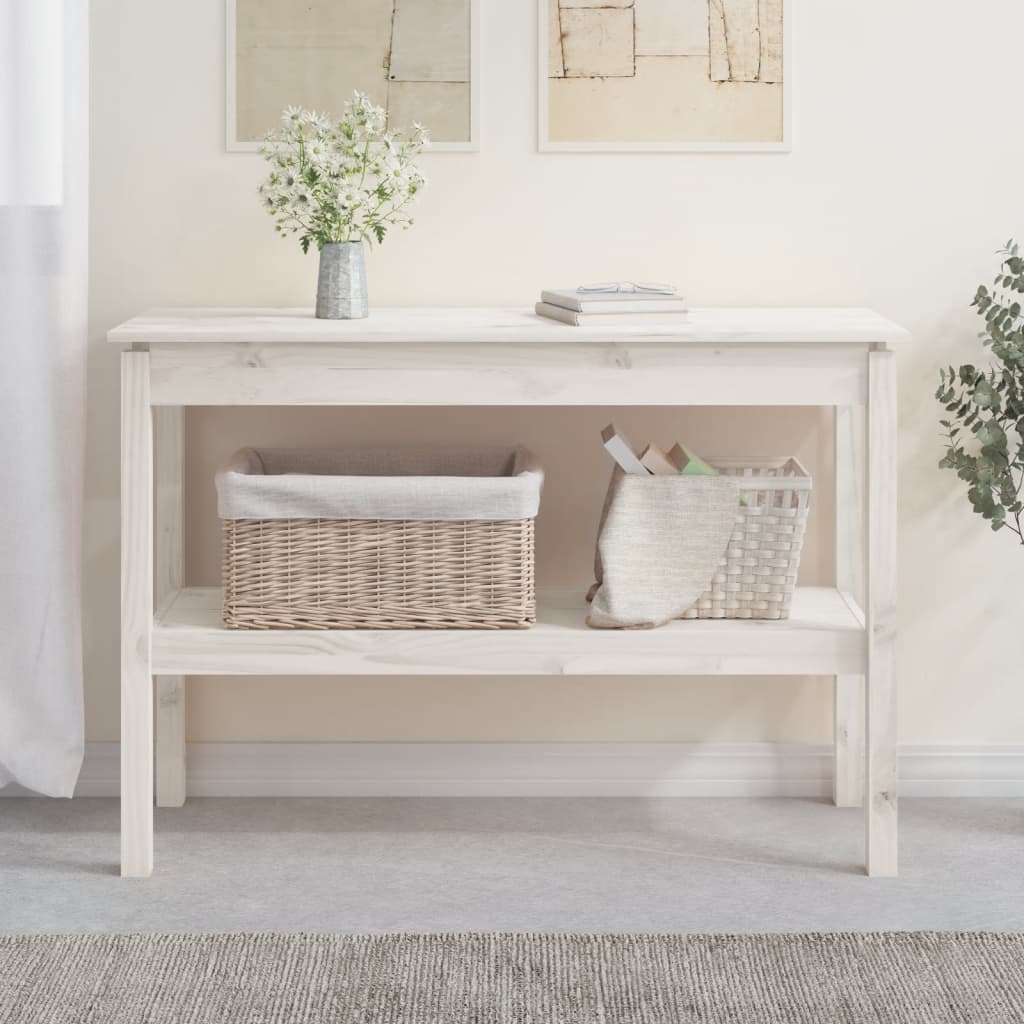 Mesa consola 80x40x75 cm madeira de pinho maciça branco