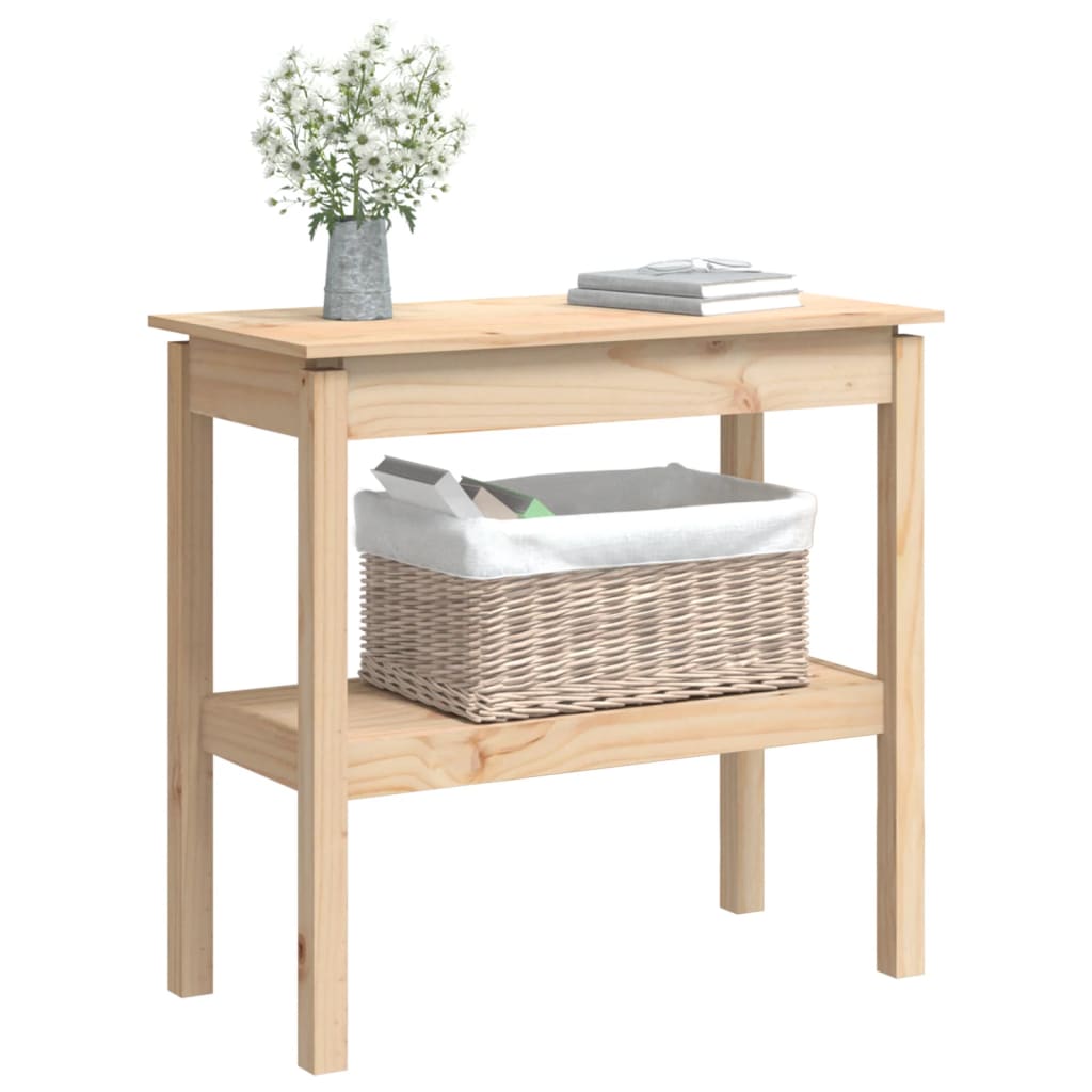 Mesa consola 80x40x75 cm madeira de pinho maciça branco