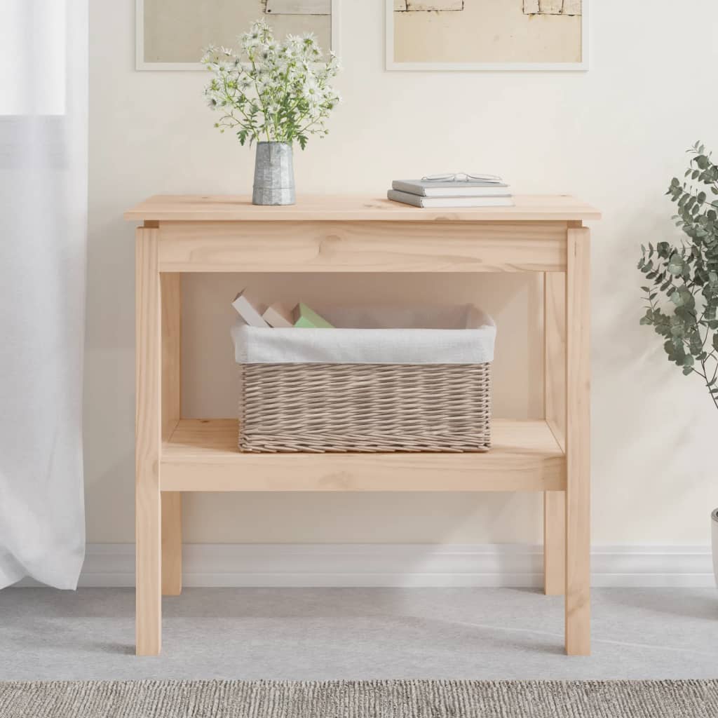 Mesa consola 80x40x75 cm madeira de pinho maciça branco